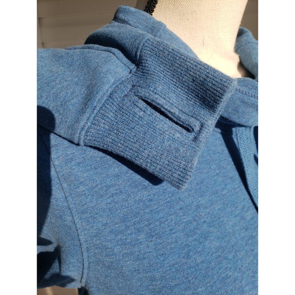 L.L. Bean Women's S Cozy Mixed-Knit Pullover Sweatshirt Blue Kang Pkt Thumb Cuff - Picture 8 of 13